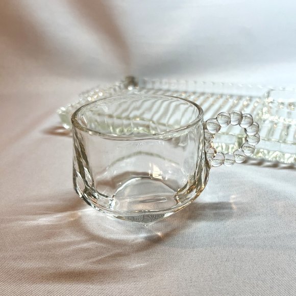 Vintage Hazel Atlas Snack-Sip-Smoke Tray & Cup Set 1950s Vanity Jewelry - Picture 7 of 13
